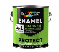 Емаль антикорозійна 3 в 1 PROTECT Kompozit – акрилова ґрунт-емаль для металу 2.7 кг чорний